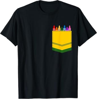 Crayon Box Pocket Teacher Gift Costume Men Women Kids T-Shirt