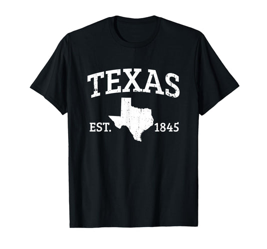 Texas State Est. 1845 Vintage USA Outline Texas T-Shirt