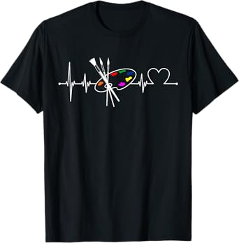 Funny Painter Gift For Artist Men Women Palette Heartbeat T-Shirt