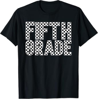 Checkered Fifth Grade Back to School Shirt Teacher Kids T-Shirt