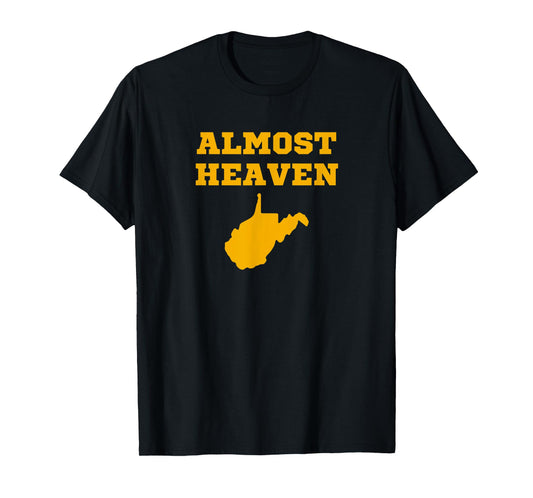 West Virginia Almost Heaven Unisex Adults Kids Blue Modern Letter Print Short Sleeve T-Shirt