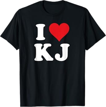 I Love KJ Initials I Heart K.J. First Last Name K J T-Shirt
