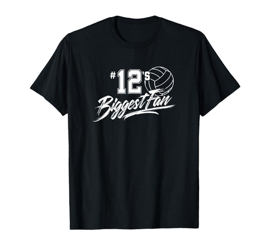 Volleyball Mom Number 12's Biggest Fan Dad Brother Sister T-Shirt