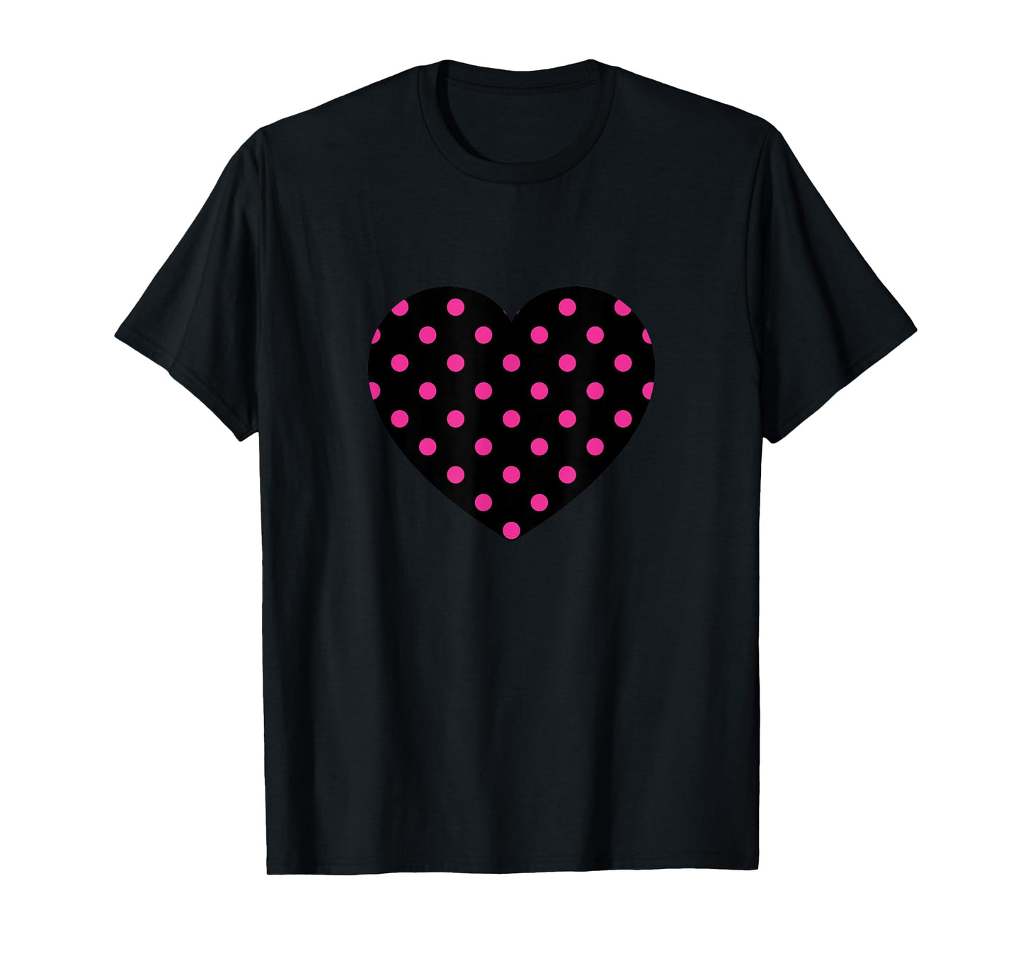 Cute Pink Black Polka Dot Pattern Minimalist Graphic T-Shirt