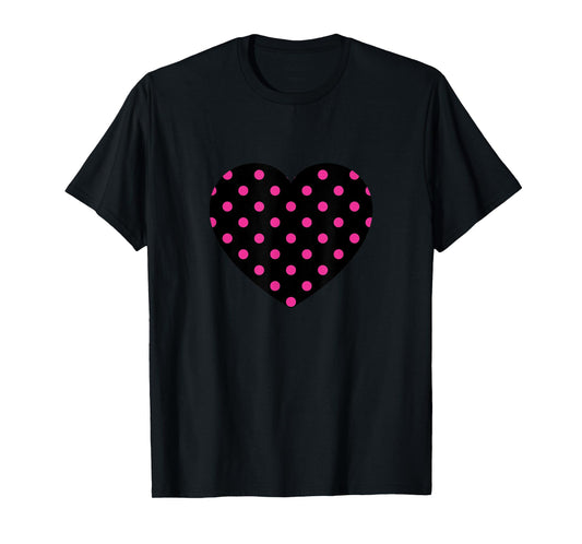 Cute Pink Black Polka Dot Pattern Minimalist Graphic T-Shirt