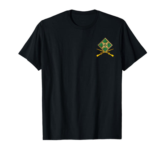 Vintage 4th Infantry Division Veteran Small Logo Patriotic T-Shirt