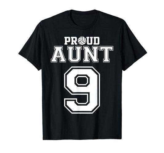 Custom Proud Volleyball Aunt Number 9 Personalized Women T-Shirt