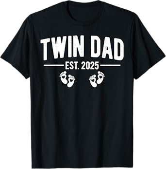 Mens Twin Dad Est. 2025 Father of Twins New Daddy Father's Day T-Shirt
