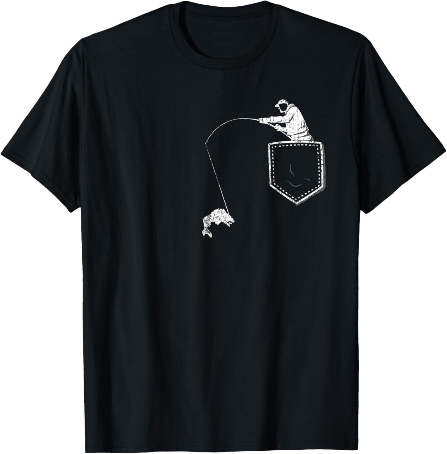 Funny Fisherman Fishing Pocket T Shirt For Father & Grandpa T-Shirt