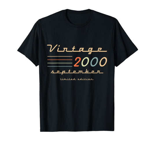 25th Birthday Gifts for Men September 2000 25 Year Old Bday T-Shirt