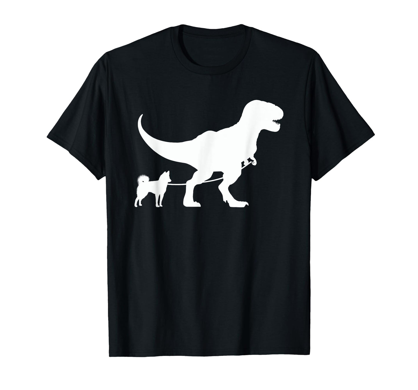 T-Rex Walking a Dog Funny Alaskan Klee Kai Dad Dog Lovers Men Women Kids T-Shirt