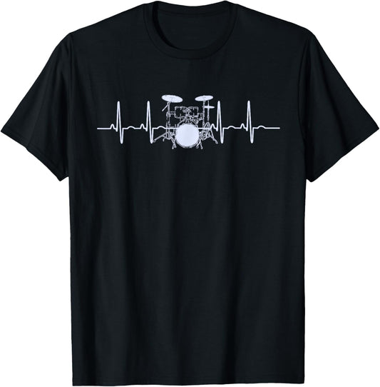 Drum Heartbeat Lifeline Music Lover Gift Drummer T-Shirt