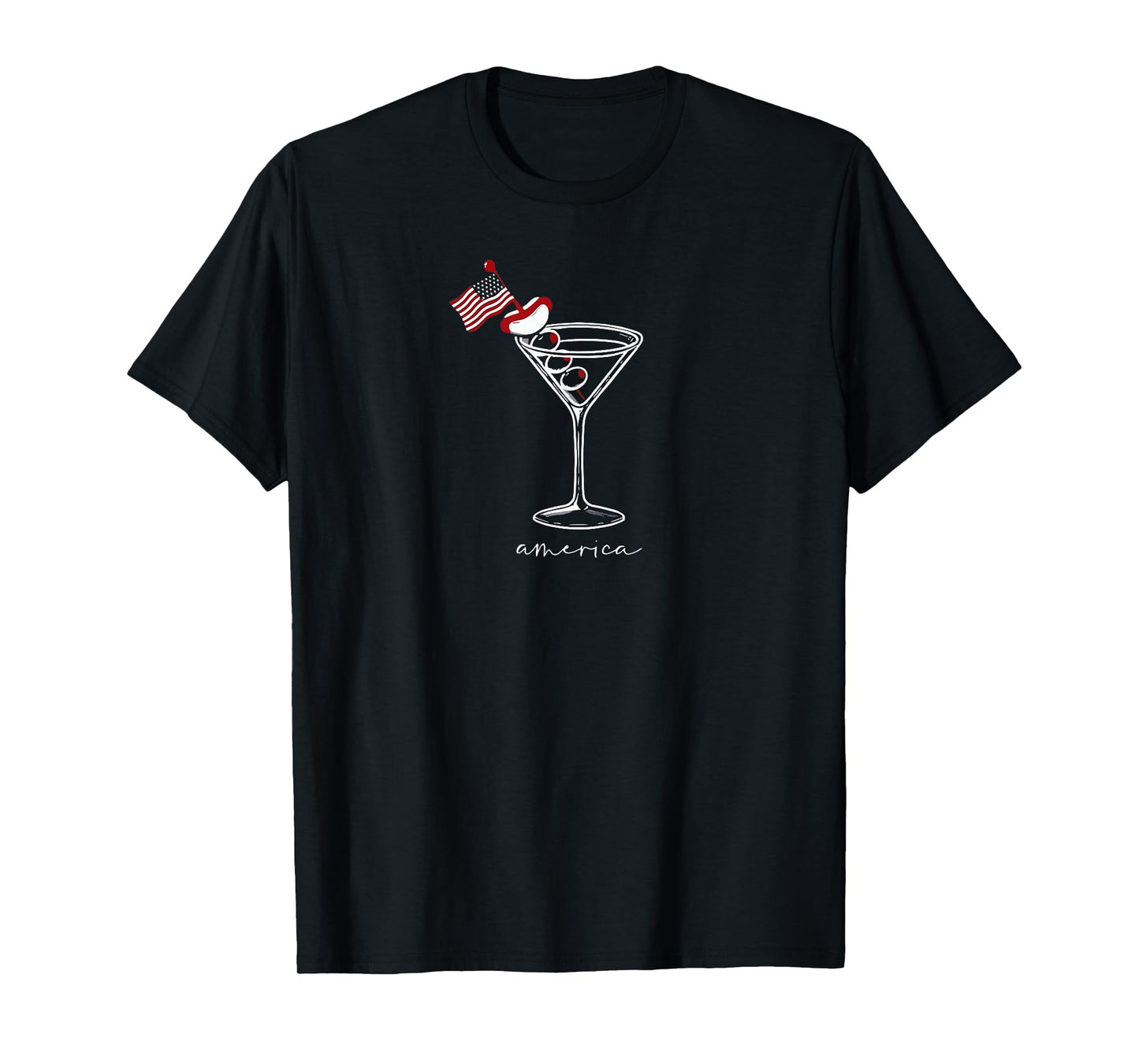 4th Of July Funny Hot Dog & Martini T-Shirt for Men Women