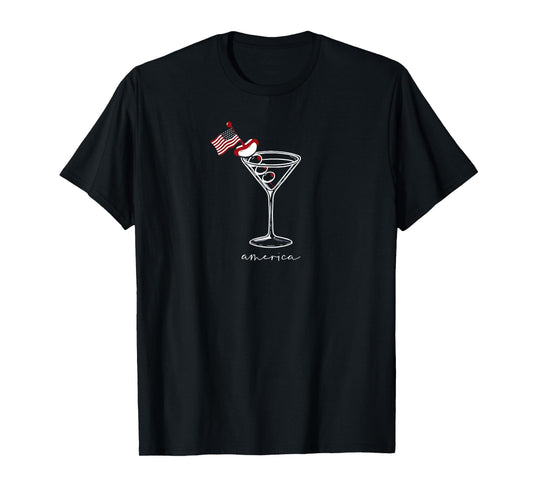 4th Of July Funny Hot Dog & Martini T-Shirt for Men Women