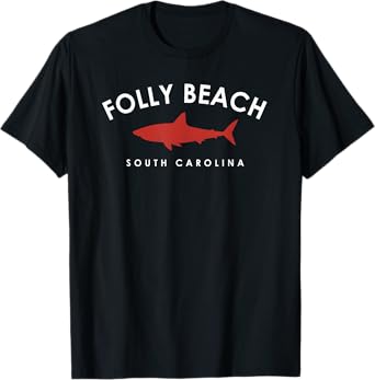 Folly Beach South Carolina Shark Vacation Souvenir T-Shirt for Men Women Kids