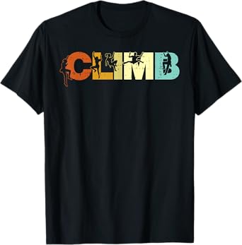 Climbing Climb Letters Retro Rock Climber Women Girls Kids T-Shirt