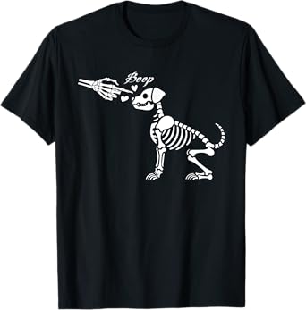 Cute Funny Skeleton Hand Goth Boop Dog Nose Spooky Halloween Men Women Kids T-Shirt