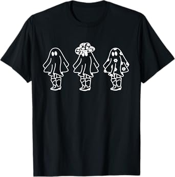 Western Boho Ghost Spooky Cute 3 Ghosts Cowgirl Halloween T-Shirt