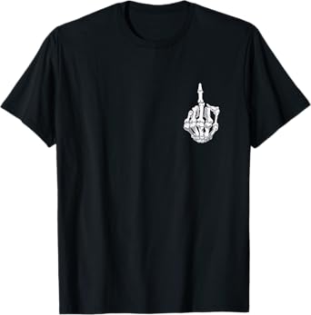 Funny Halloween Middle Finger Skeleton Hand Skull Adult Gift T-Shirt
