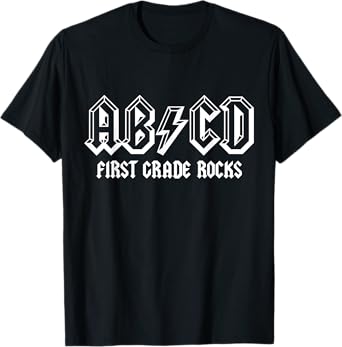 ABCD Rocks Back To School First Grade Rocks Funny Teacher T-Shirt for Men Women Girls Kids