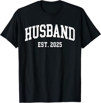 Husband Est 2025 Just Married Honeymoon Hubby Wedding Couple T-Shirt