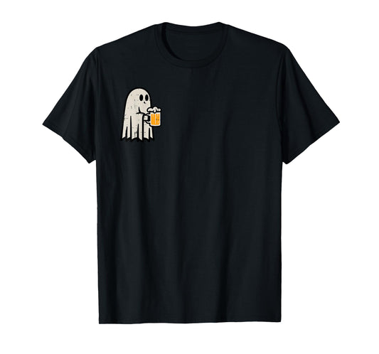 Halloween Ghost Drink Funny Lazy Costume Party Dad Men Women T-Shirt