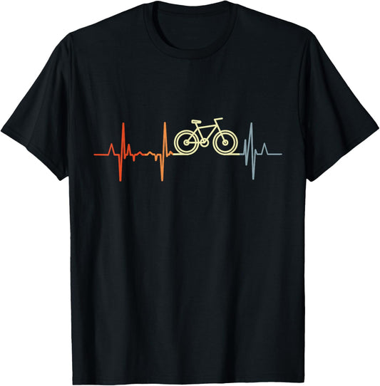 Vintage Bicycle Heartbeat Racing Cyclist Bike Pulse Line T-Shirt