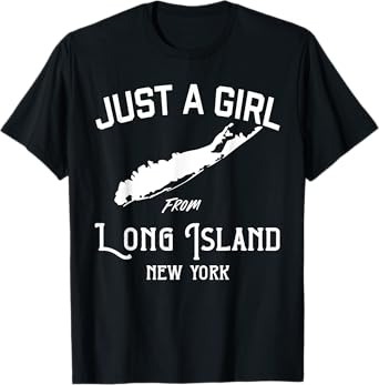 Long Island New York Souvenir For Women, Girl, Wife Map T-Shirt