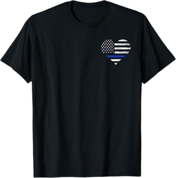 Police Officer Heart Flag American Thin Blue Line Deputy T-Shirt