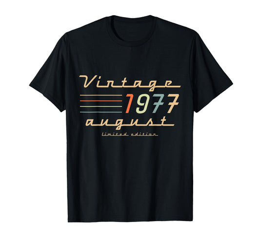 48th Birthday Gifts For Men August 1977 48 Year Old Bday T-Shirt
