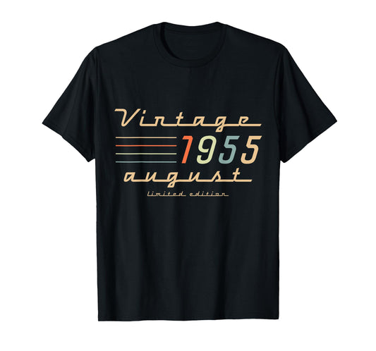 70th Birthday Gifts For Men August 1955 70 Year Old Bday T-Shirt