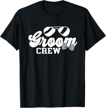 Sunglass & Bow Tie Groom Crew Matching Bachelor Party T-Shirt