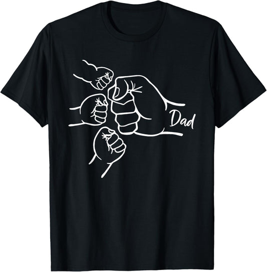 Fist Bump Dad Of Three Father Of 3 Daddy Happy Father's Day T-Shirt