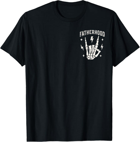 Fatherhood Rock Skeleton Funny Dad Life Fathers Day New Dad T-Shirt