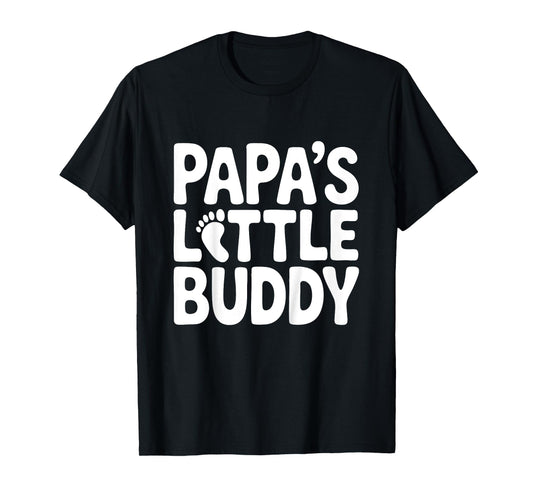 Kids Papa's Little Buddy Shirt Kids Boy Girl Toddler Fathers Day T-Shirt