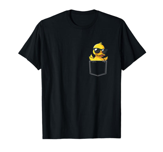 Duck Wearing Glasses Vintage Ducks Cute Animals In Pocket T-Shirt