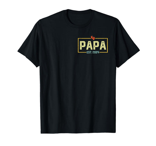 Papa Est. 2024 Papa 2024 Logo New Dad Fathers Day T-Shirt