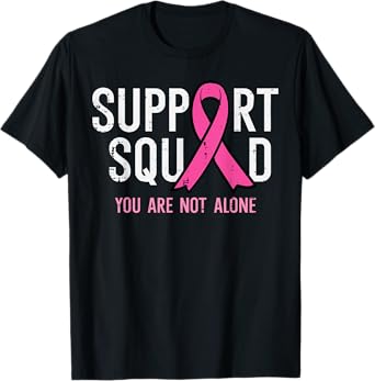 Breast Cancer Ribbon Support Squad Awareness Men Women Kids T-Shirt