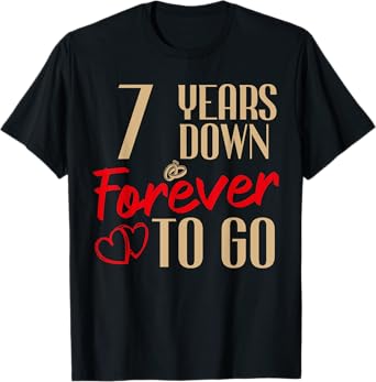 7th Wedding Anniversary Couples Married 7 Years Funny T-Shirt