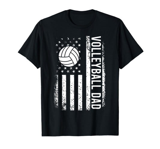 Vintage Volleyball Dad USA Flag Retro Fathers Day Daddy Papa T-Shirt
