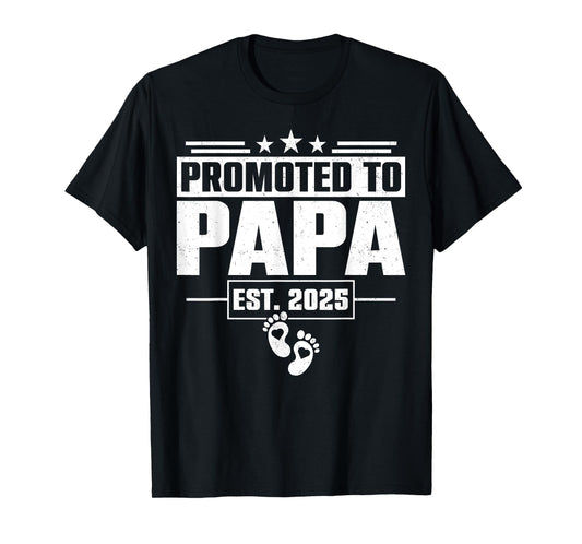 Retro Promoted To Papa Est. 2025 New Grandpa Fathers Day Men T-Shirt