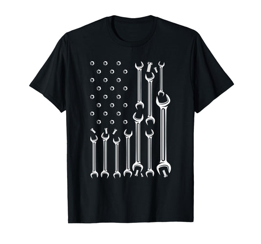 American Flag USA Mechanic Wrenches Tools Gift T-Shirt for Women Kids Men