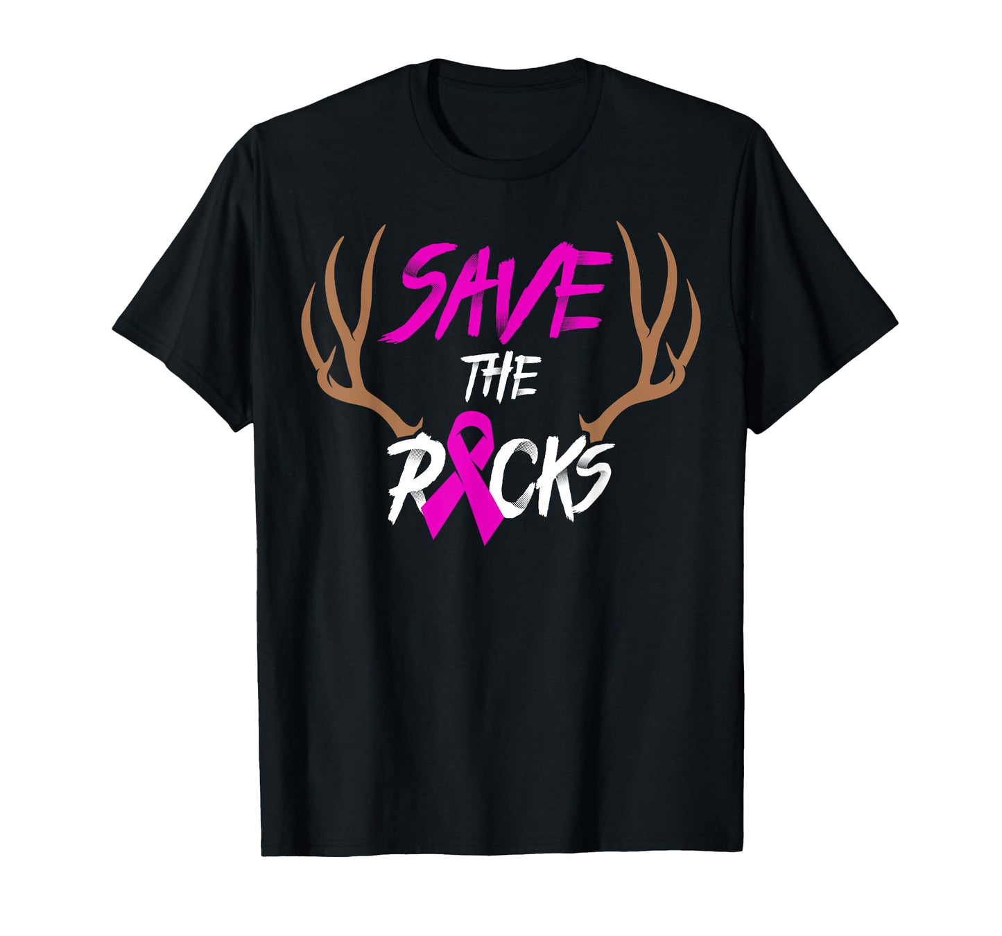 Save The Racks TShirt, Deer Antlers Breast Cancer Ribbon T-Shirt