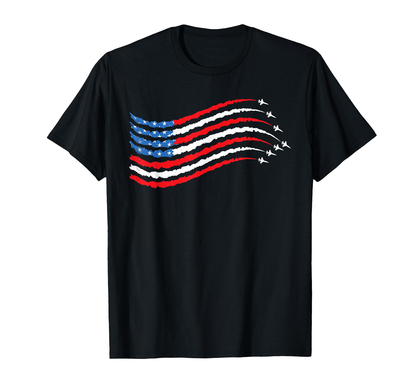 Patriotic USA Flag Fighter Jets Boys Mens 4th of July T-Shirt