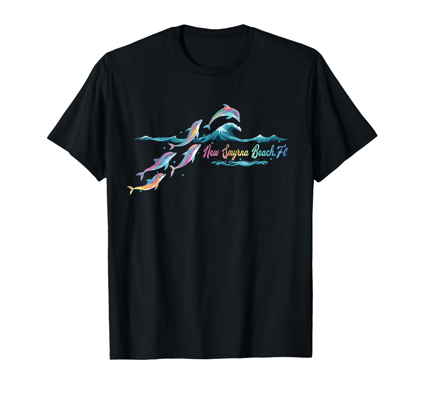 New Smyrna Beach Florida Colorful Dolphin Lover Beach T-Shirt