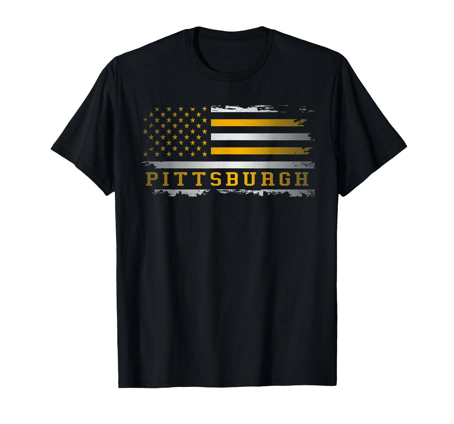 Pittsburgh Steel City Pride Flag Patriotic Retro for Yinzer T-Shirt