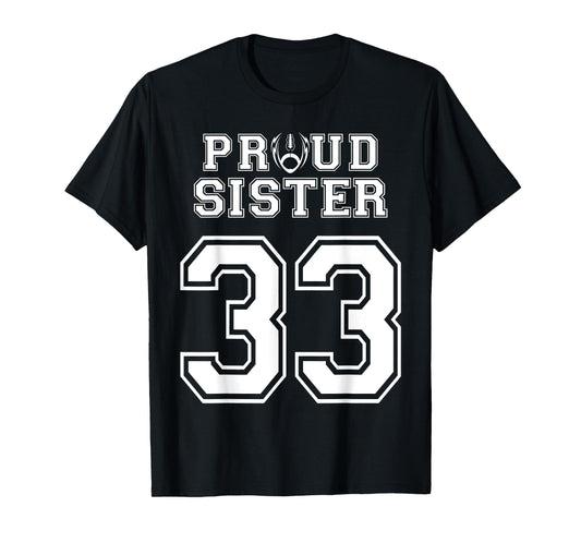 Custom Proud Football Sister Number 33 Personalized Women T-Shirt