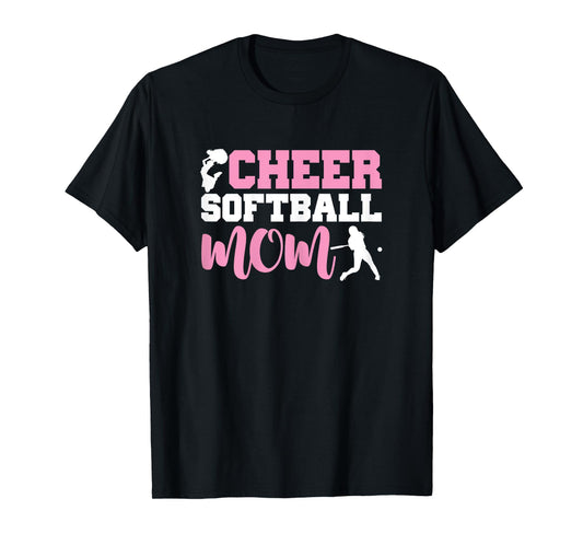 Funny Softball Cheerleading Lover Graphic Softball Cheer Mom T-Shirt