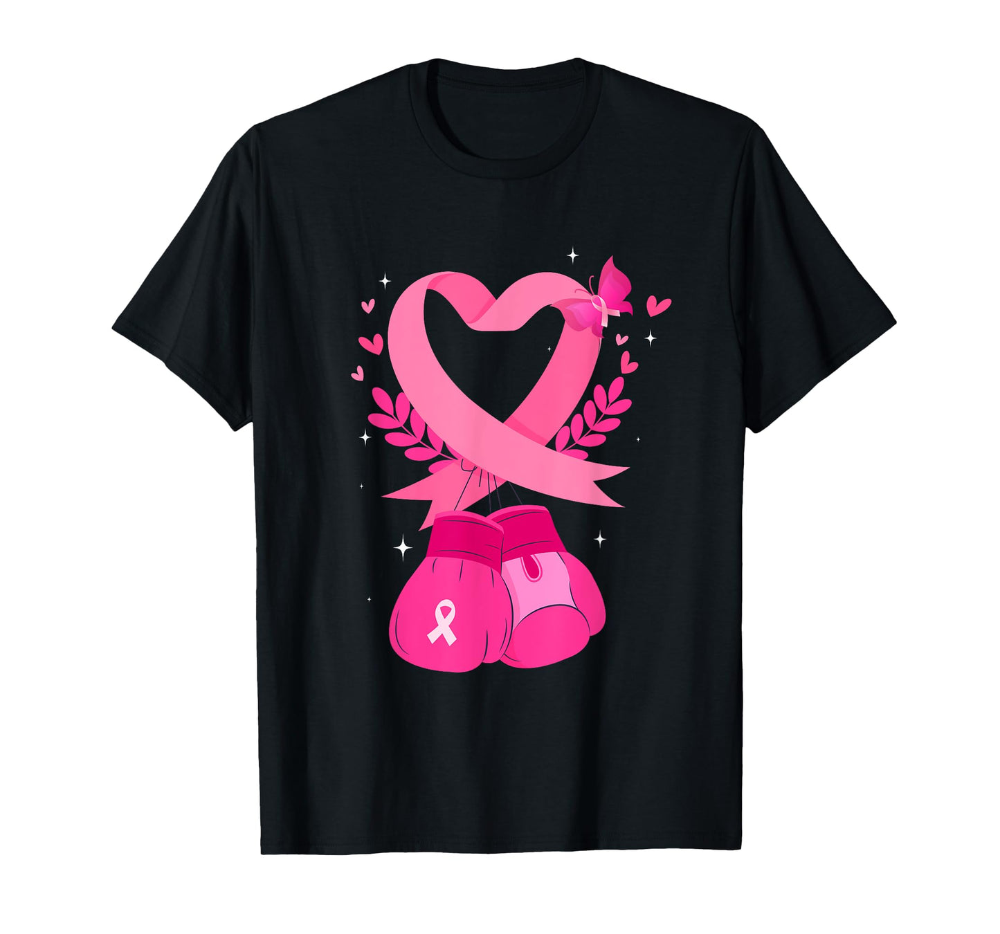 Breast Cancer Awareness Pink Ribbon Heart Boxing Gloves T-Shirt
