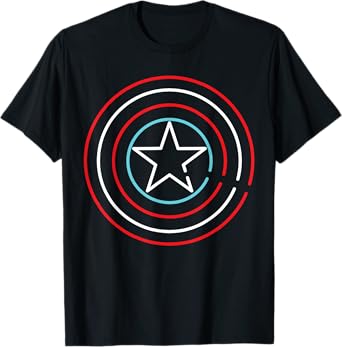 Marvel Super Heroes Neon Light Sign Captain America Shield T-Shirt